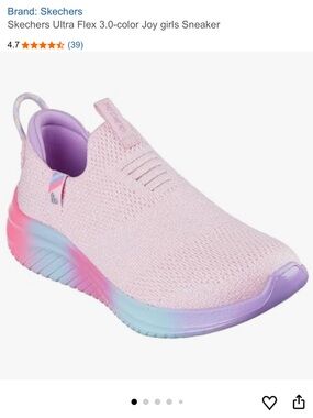 Skechers Ultra Flex 3.0 Girls Slip-On Sneakers Pastel Pink Glitter Rainbow Sole
